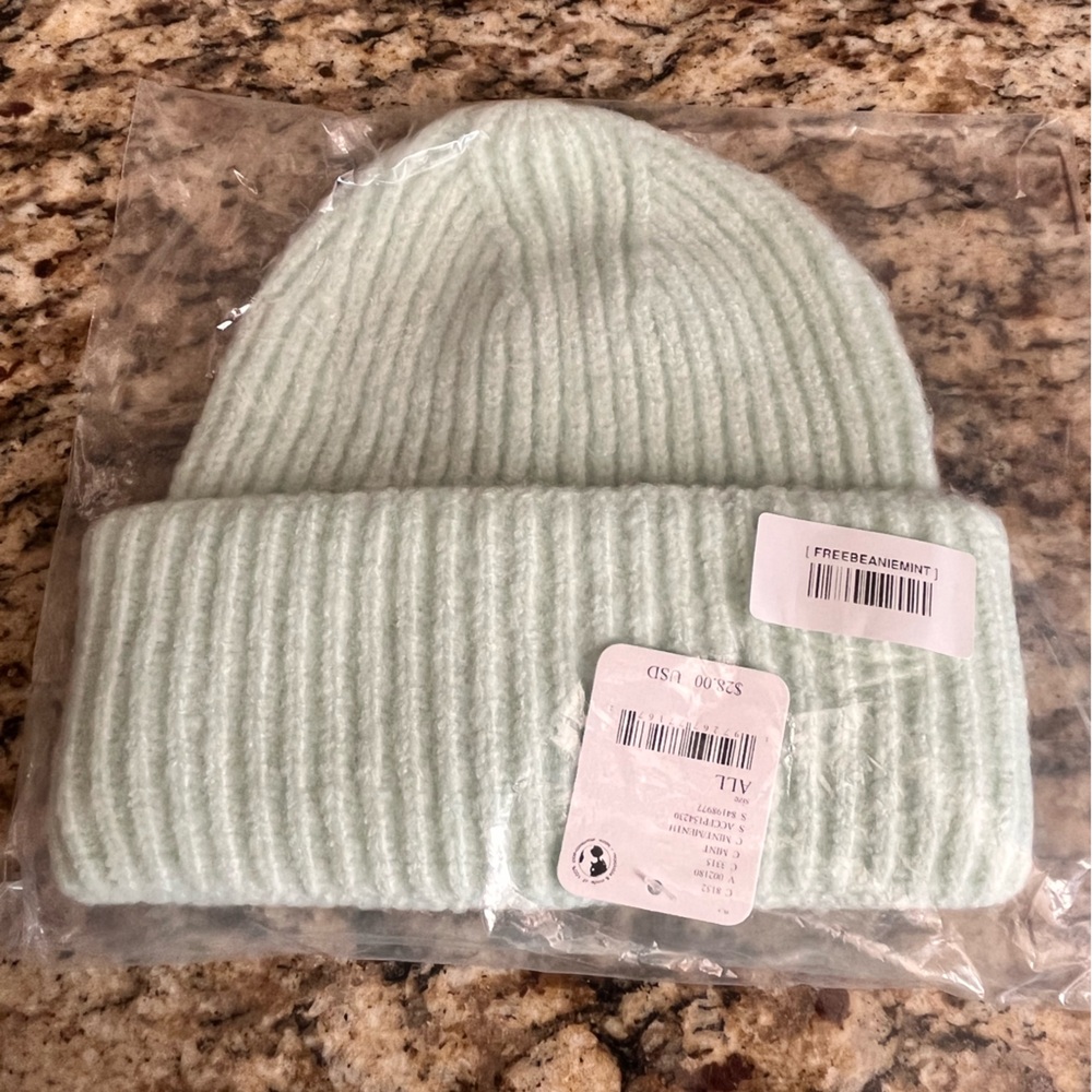 Free People Harbor Marled Ribbed Beanie in Mint